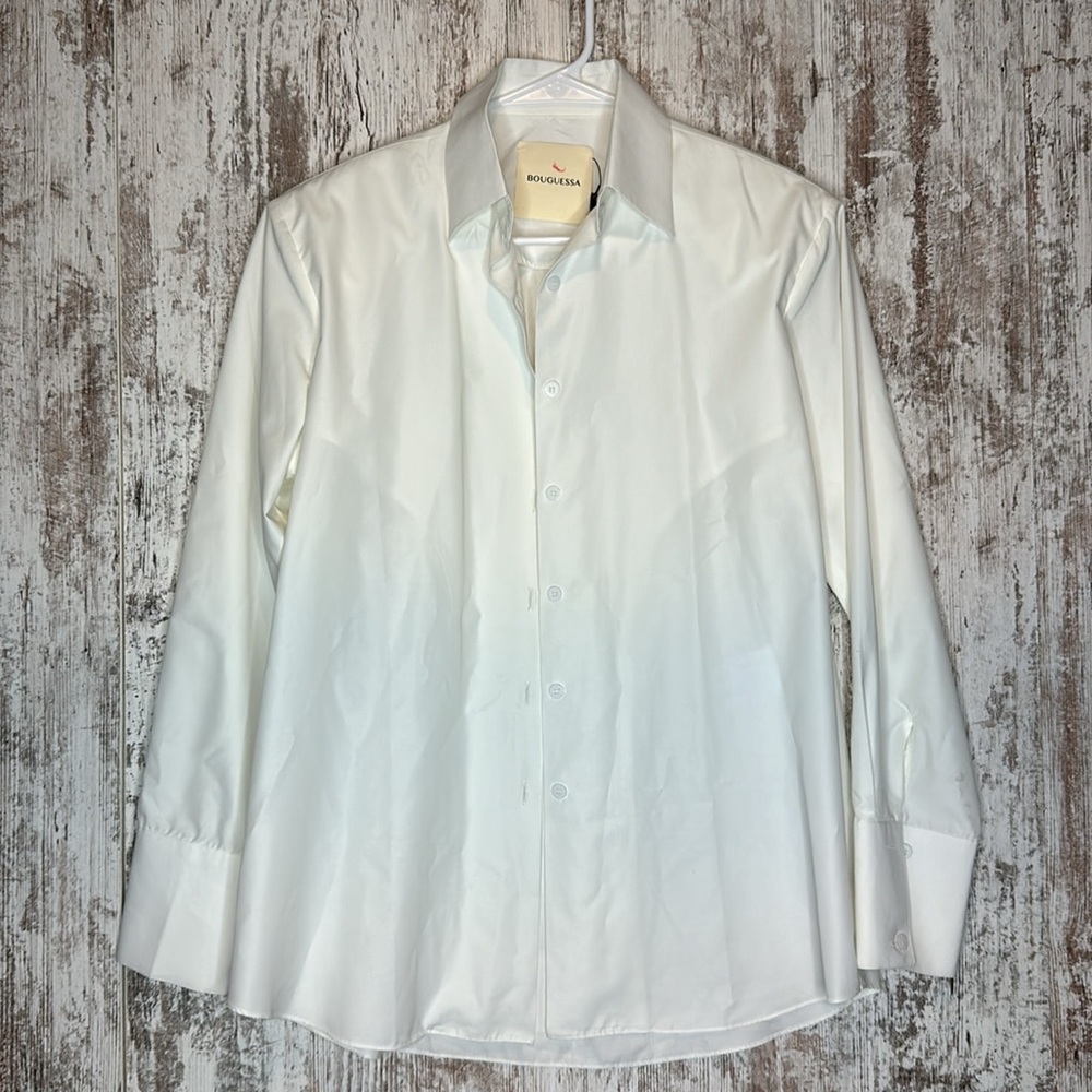 BOUGUESSA Anum Shoulder Padded Off-White Shirt Sz S - Picture 8 of 11